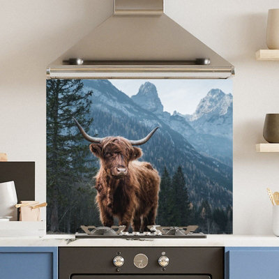 Choose Your Print Premium 74.5 X 59.5Cm Regal Cow 6mm Glass Toughened Kitchen Splashback from B&Q