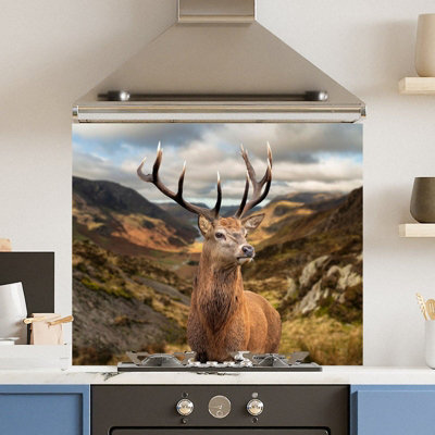 Choose Your Print Premium 74.5 X 59.5Cm Stunning Stag 6mm Glass Toughened Kitchen Splashback from B&Q