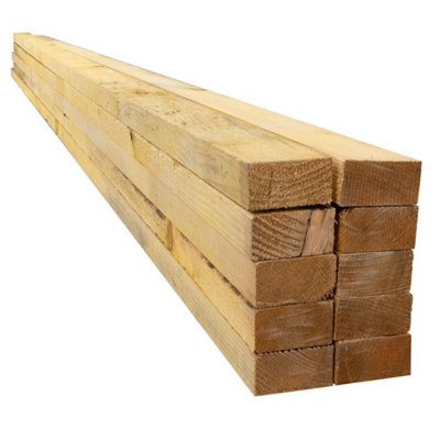 Snowdon Timber Reject Treated 2X1" Yellow Battens (T) 25mm (W) 50mm (L) 2.4MPack Of 10 from B&Q