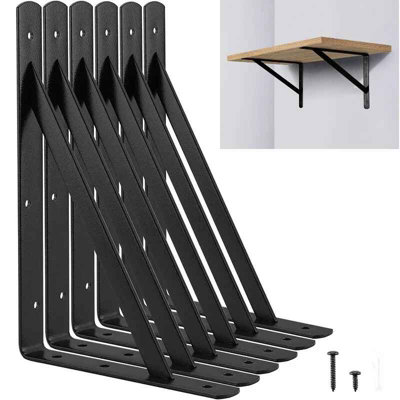 6Pcs Steel Floating Shelf Brackets  Wall Mount Triangle Support With Screws from B&Q