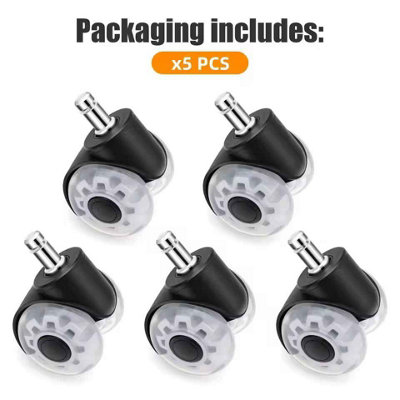  - 5Pcs Universal Silent Office Chair Wheels  Soft Rubber Swivel Casters