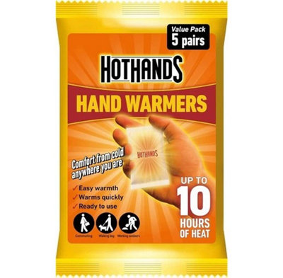 Disposable Hand Warmers 5 Pairs Up To 10 Hours Warmth Air Activated Ready To Use from B&Q