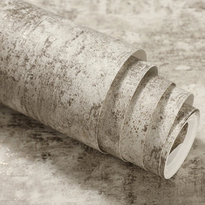 Distressed 10M Stone Wallpaper Concrete Effect Cove Texture Neutral Cream Feature from B&Q
