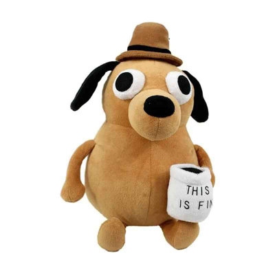  - 25Cm This Is Fine Meme Dog PlushAdorable Coffee Dog Soft ToySoft Plushie Gift