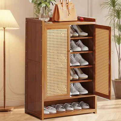 6 Tire Shoe CabinetStorage Cupboard Footwear Stand Rack Wooden Double Rattan Doors from B&Q