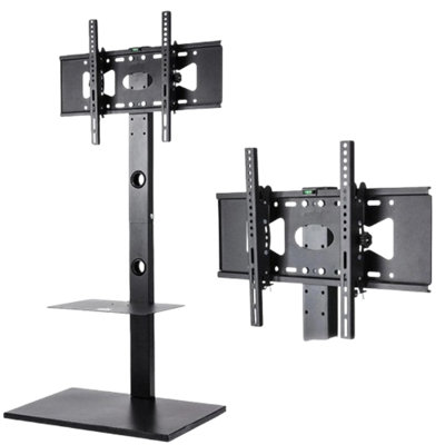  - Heavy Duty Tv Floor Stand With Mount For 32 To 65 Inch Tvs And Two Storage Shelves