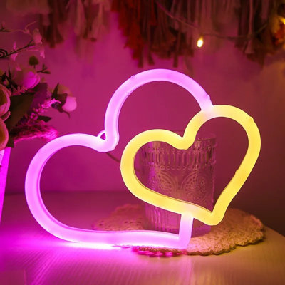 Double Love Neon Lamp Led Atmosphere Light For Parties And Home Use from B&Q