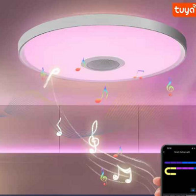 Led Smart Ceiling Lamp Rgb With App And Remote Control Dimming And Music Speaker from B&Q