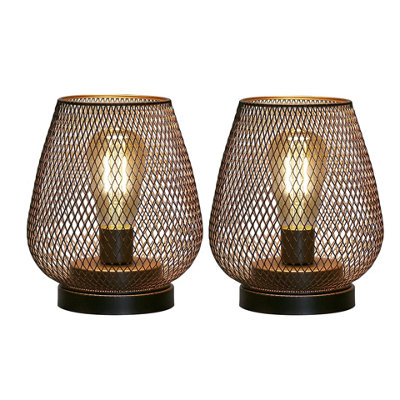 Cordless Led Metal Cage Lantern Table Lamp Battery Operated Set Of 2 from B&Q
