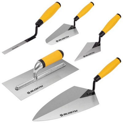 5 Piece Builder Trowel Set  Carbon Steel Bricklaying And Plastering Tools from B&Q