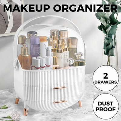  - Large Makeup Organizer Cosmetic Vanity Case Box With 2 Drawers Skincare Storage