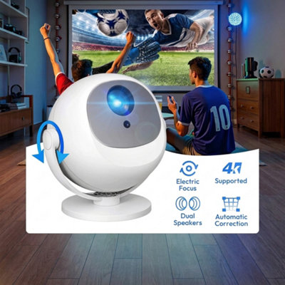 B&Q 4K Smart Wifi Projector With Auto Focus Android 14 Usb Hdmi Home Cinema