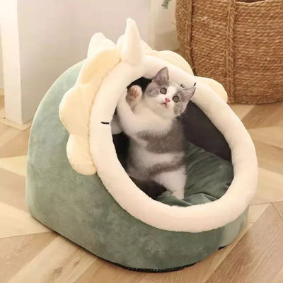 Large Cozy Cat And Dog Cave Bed Soft Warm Igloo Pet House For Kittens And Puppies from B&Q