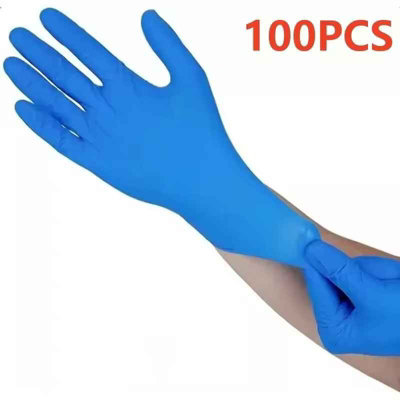 100Pcs Blue Disposable Nitrile Gloves 4Mil Non Sterile Latex Free from B&Q