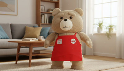 46Cm Plush Teddy Bear Soft Stuffed Animal Doll In Apron Style from B&Q