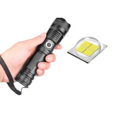 Lumens Led Rechargeable Flashlight Zoomable Waterproof Handheld Torch from B&Q
