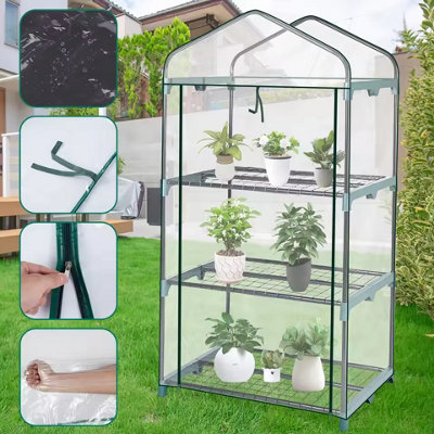 4 Tier Walk In Garden Greenhouse With Transparent Cover (No Frame) from B&Q