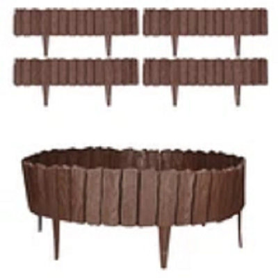 Lawn Edging Border Fence Flexible Wood Effect Plastic from B&Q
