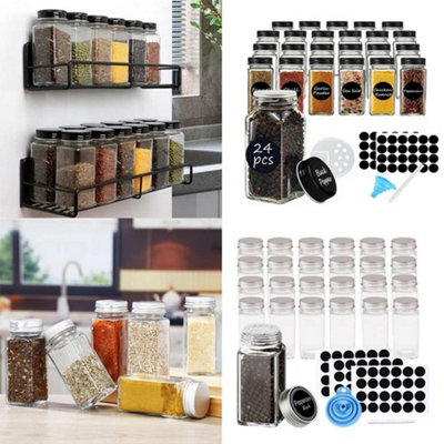 24Pcs Spice Jars Square Glass Airtight Spice Bottles Shaker from B&Q