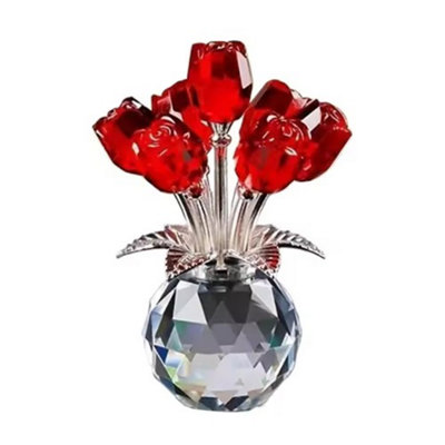 Crystal Rose Flower Figurine Vase Ornament from B&Q