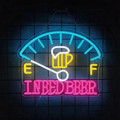  - I Need Beers Neon Sign Led Wall Light For BarMan Cave And Party Decor