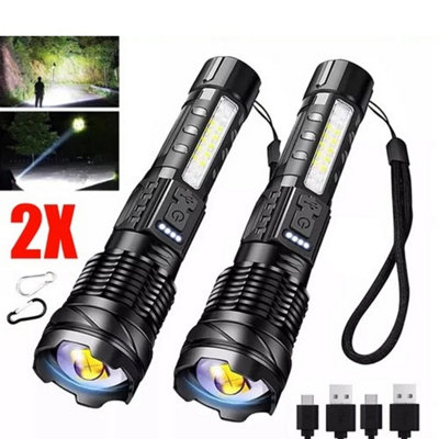 2X Super Bright Rechargeable Led Flashlight Zoomable Torch from B&Q