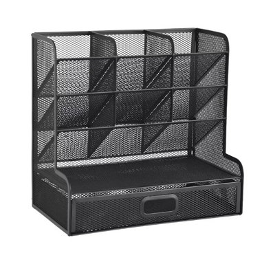  - Mesh Metal Desk Organiser With Drawer