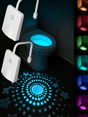 2 Pcs Battery Motion Sensor Led Night Light Rgb Toilet Lamp from B&Q