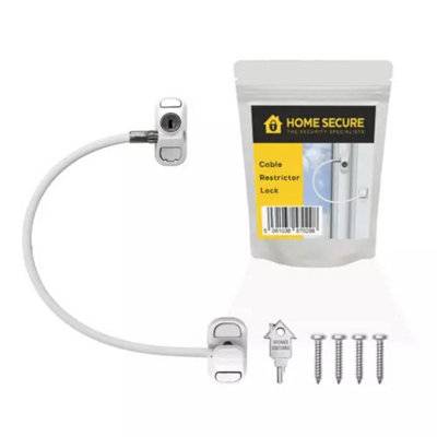 Home Secure Cable Restrictor Lock Key Locking Window Security And Safety Lock from B&Q