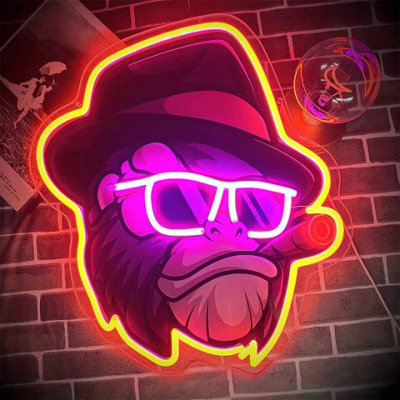 Monkey Shaped Led Neon Sign , Usb Powered Wall Light Rooms, Bars And Man Caves
