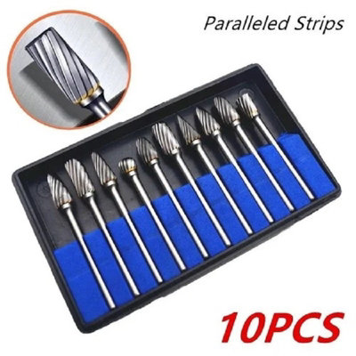 10Pcs Tungsten Carbide Burr Rotary Drill Bits Set 3mm 6mm Shank from B&Q