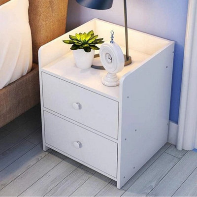 Modern 2 Drawer Wooden Bedside Cabinet Nightstand Storage Side Table White from B&Q