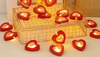 3M 20Led Love Heart String Lights Valentine's Day Decoration Garland Led Fairy Lights from B&Q