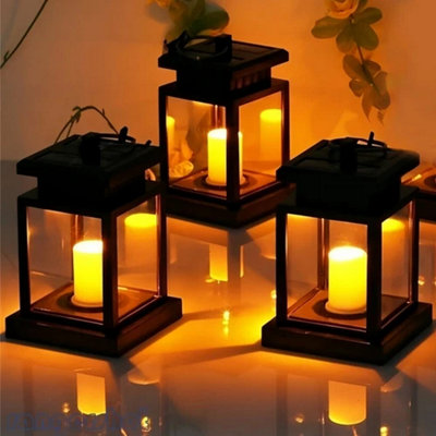 3X Solar Powered Led Lantern Lights Waterproof from B&Q