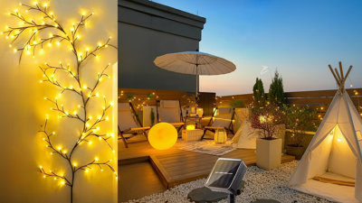 96 Led Solar Willow Vine String Lights  Outdoor Waterproof Fairy Lights With 8 Modes from B&Q