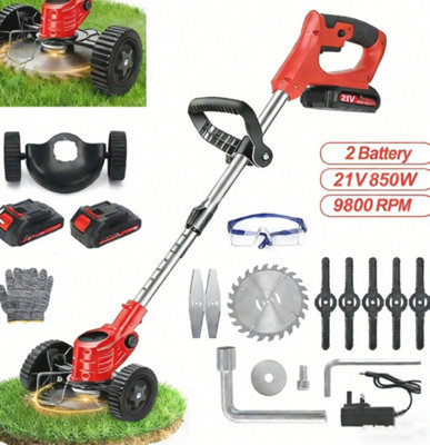  - 21V Grass Trimmer CordlessLong Reach Telescopic Extendable Lawn Edger For Flower Beds & Garden Turf With Battery & Charger