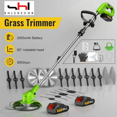  - 3 In 1 Cordless Grass TrimmerLong Reach Telescopic With Blades Lightweight Lawn Edger For Garden Turf W/21V 2X Batteries