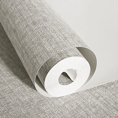 Plain Grey Textured Wallpaper With Embossed Woven Design from B&Q
