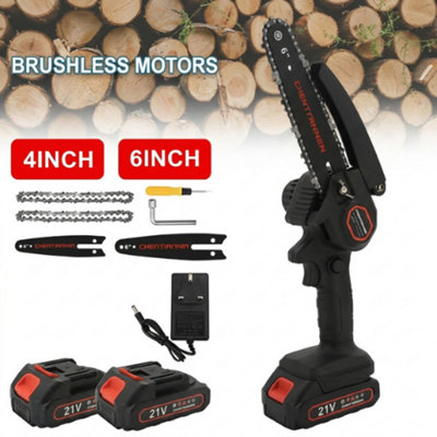  - 21V Cordless Chainsaw With 2 Batteries 6 And 4 Inch Saw
