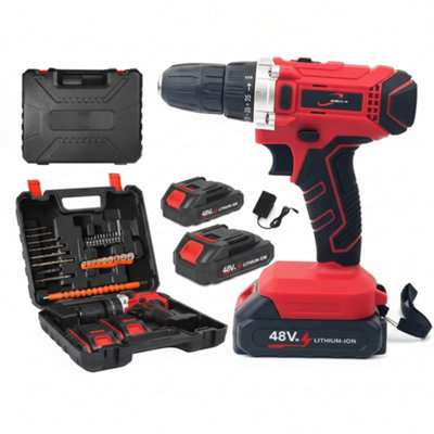  - 48V Cordless Hammer Drill & Impact Driver Set With 2 Batteries