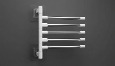 5 Bar Towel Hanger Wall Mounted Bracket Hanging Holder Rotatable Towel Rack from B&Q