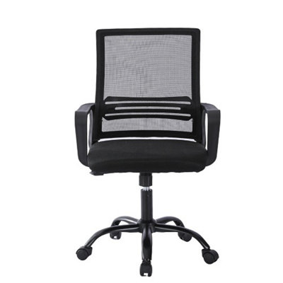  - Black Adjustable Swivel Office Chair With Cushion And Lumbar Support