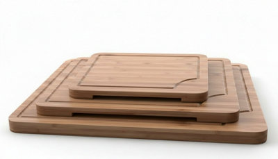  - 3 Piece Bamboo Chopping Board Set Pre Oiled Kitchen Cutting Boards