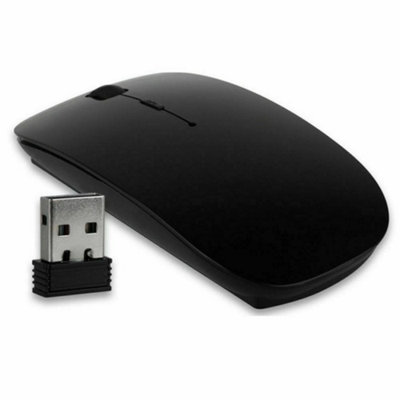 B&Q Black Wireless Usb Mouse , Slim Cordless Optical 2.4Ghz For Pc, Laptop And Mac