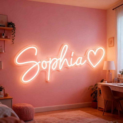  - Custom Warm White Led Neon Wall Sign Usb Powered Dimmable Room Decor Light 35.56Cm