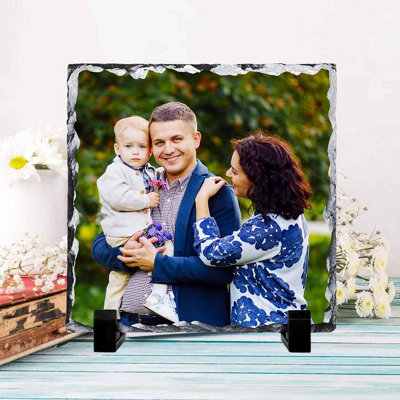 Personalised Photo Slate With Stand Custom Photo And Text Rock Slate Gift 15Cm from B&Q