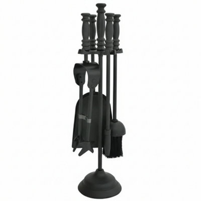 Black Fireplace Tools 5 Piece Companion Set from B&Q