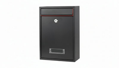 B&Q Black Large Wall Mounted Letter Box Lockable With Keys
