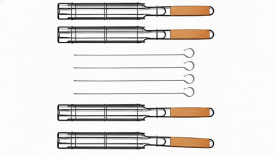 Portable Nonstick Bbq Grill Basket For KebabsFish And Meat from B&Q