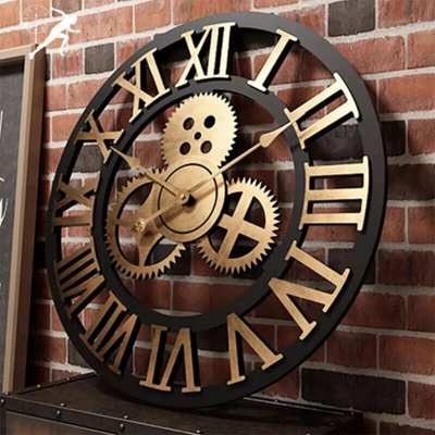 Extra Large 60Cm Roman Numerals Skeleton Wall Clock from B&Q